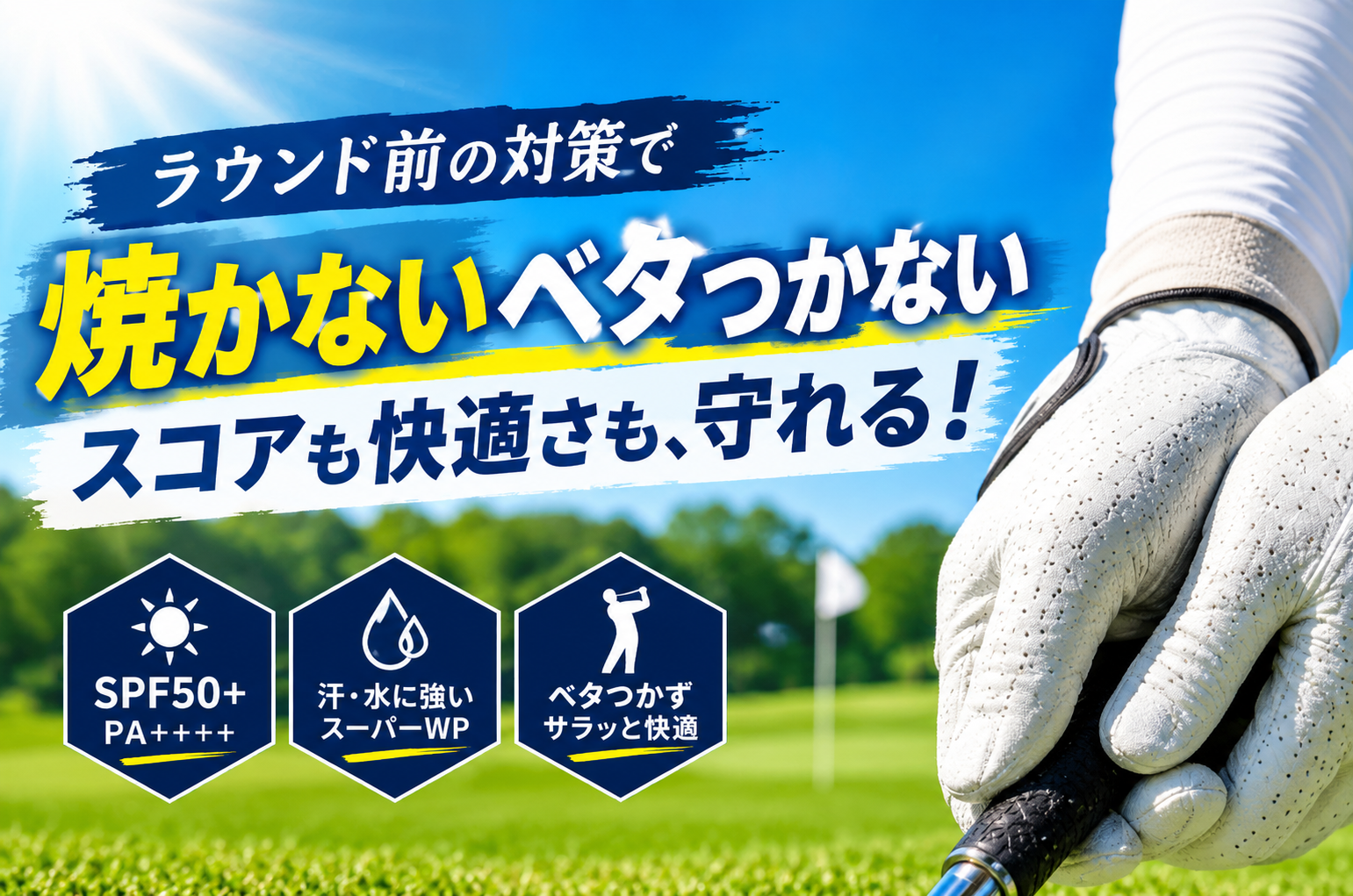 ゴルフのラウンド中にできる日焼け対策でベタつきゼロ！後半も滑らずバテない極意
