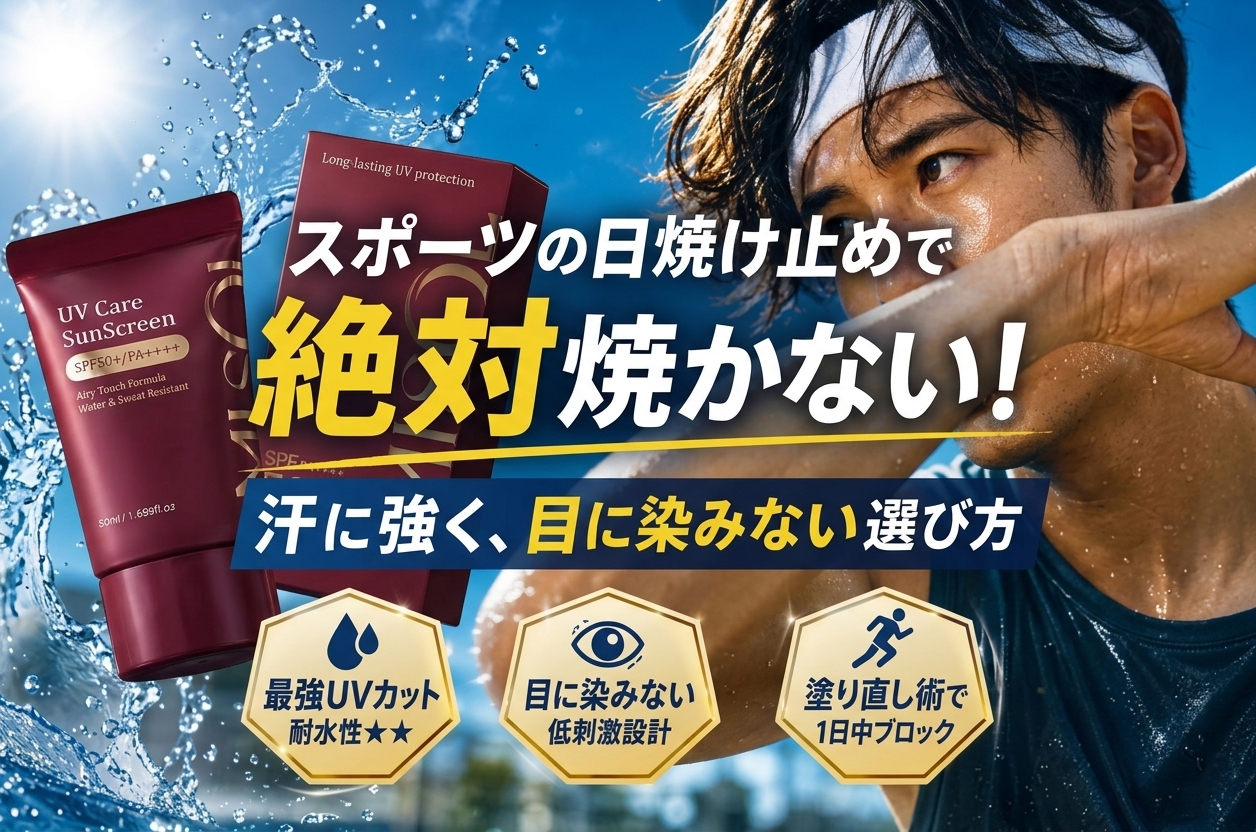 スポーツの日焼け止めで絶対焼かない！汗に強く目に染みない最強の選び方と塗り直し術
