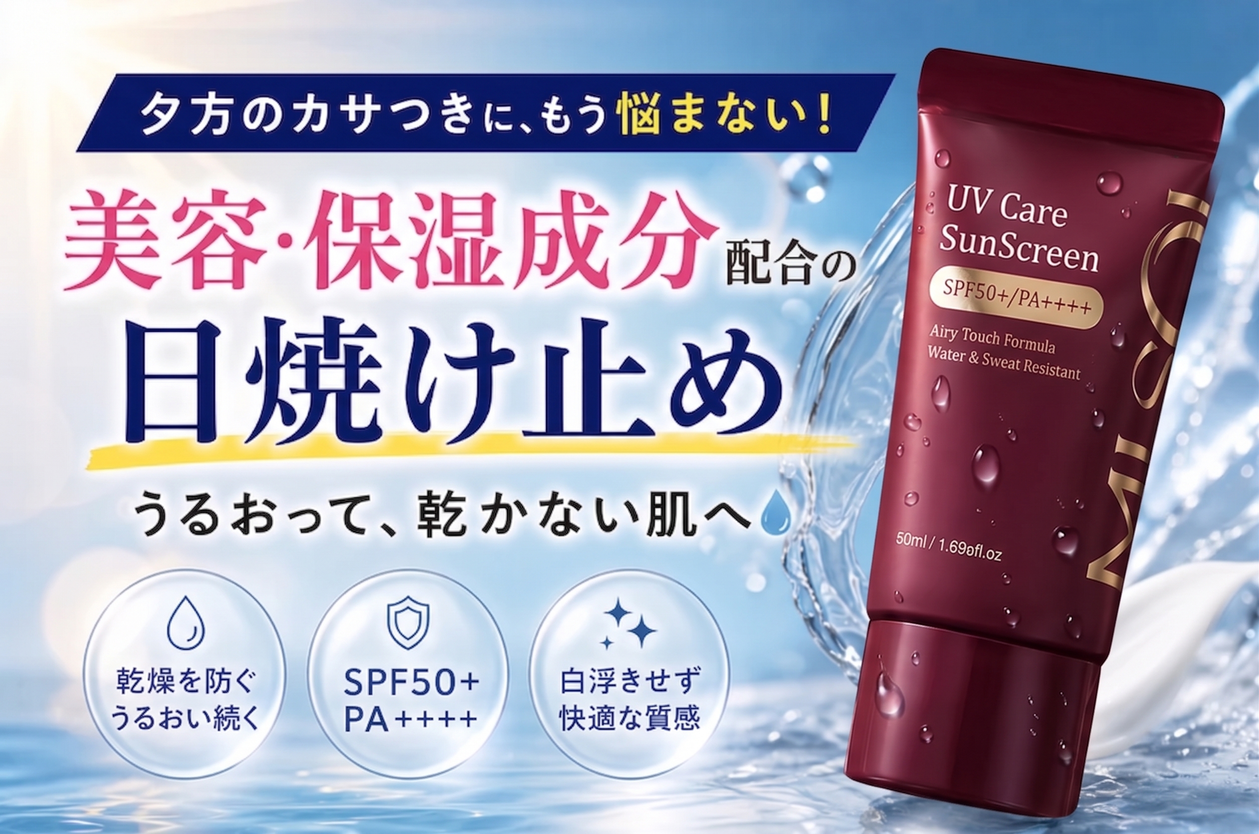 日焼け止めで肌をすこやかに保つ美容・保湿成分を配合！乾燥を防ぐ選び方と質感のコツ