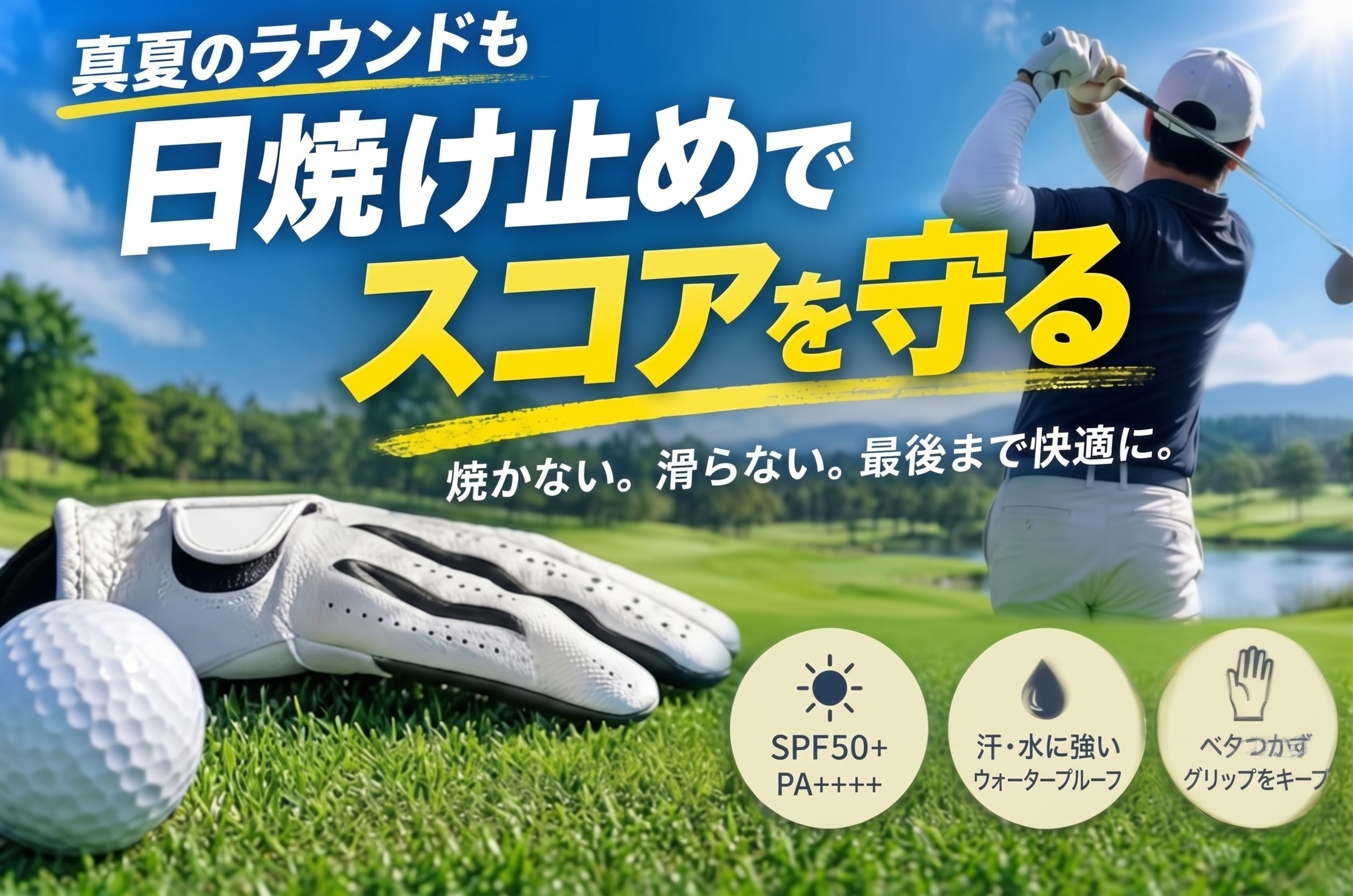 ゴルフ用日焼け止めの選び方！絶対に滑らない塗り直し術と後半の疲労を防ぐおすすめ対策法