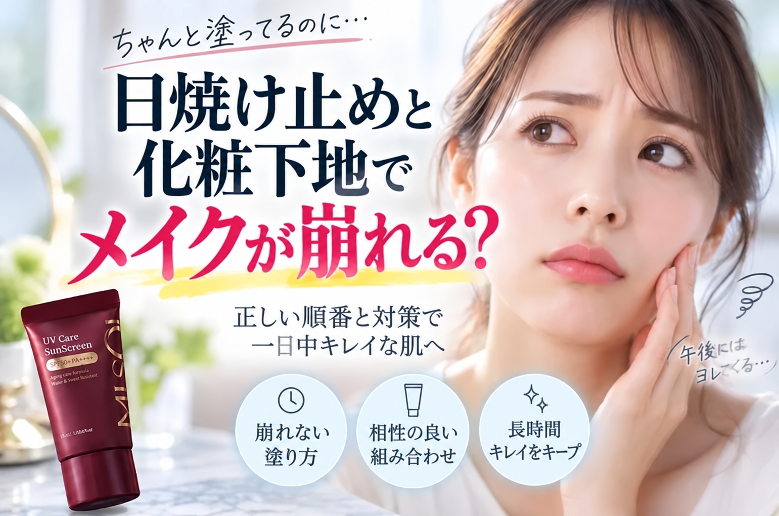 日焼け止めと化粧下地を両方塗ると崩れる悩みを解決！正しい順番とメイク対策