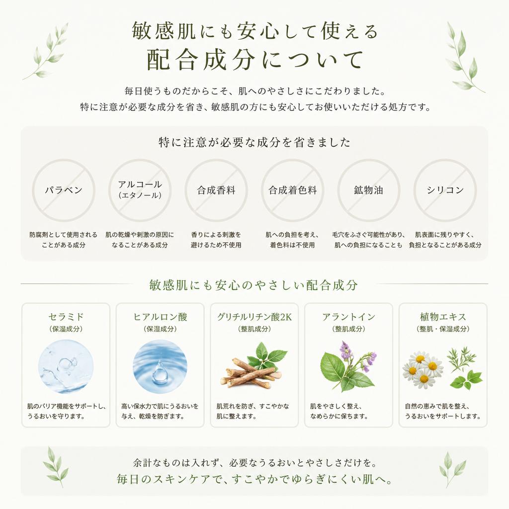 2. 敏感肌にやさしい成分