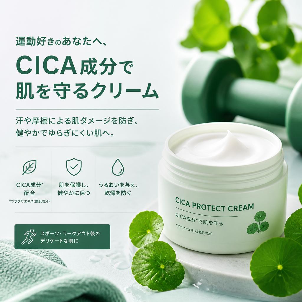 運動好きのあなたへ、CICA成分で肌を守るクリーム