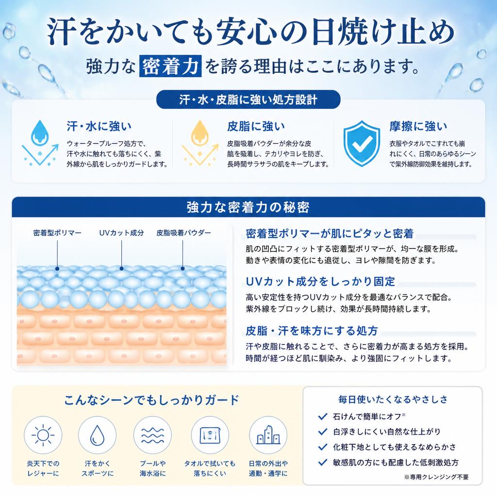 汗に強い！アクティブなあなたをサポート