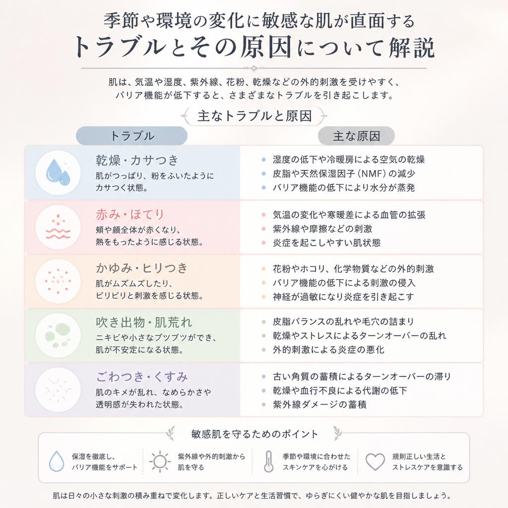 敏感肌のトラブル